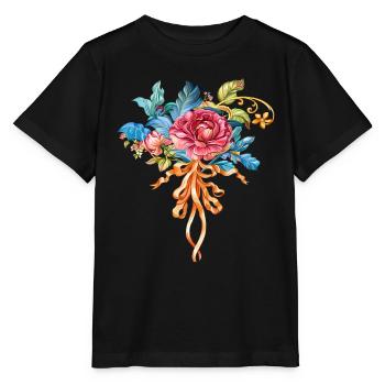 Fleurs Femmes girl power design art style féminin - T-shirt bio MINI CREATOR Stanley/Stella Enfant - noir - Devant - Mikhail (115cm)