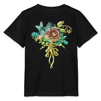 Fleurs Femmes girl power design art style féminin - T-shirt bio MINI CREATOR Stanley/Stella Enfant - noir - Devant - Mikhail (115cm)
