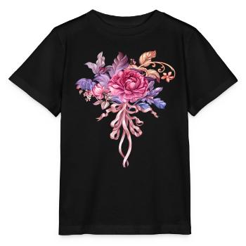 Fleurs Femmes girl power design art style féminin - T-shirt bio MINI CREATOR Stanley/Stella Enfant - noir - Devant - Mikhail (115cm)