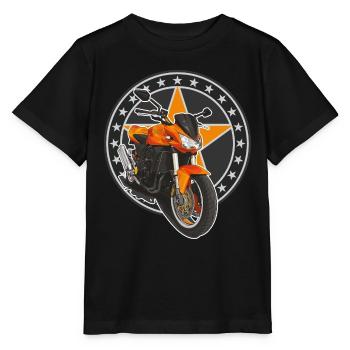 Superbike // Orange // Illustration - Stanley/Stella Kinder T-Shirt MINI CREATOR  - Schwarz - Vorne - Mikhail (115cm)