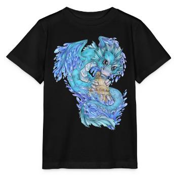 Niedlich Drache Phantasie Mythologie Wasser See - Stanley/Stella Kinder T-Shirt MINI CREATOR  - Schwarz - Vorne - Mikhail (115cm)