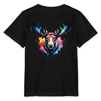 orignal cool dans la forêt, design coloré, aquarelle - T-shirt bio MINI CREATOR Stanley/Stella Enfant - noir - Devant - Mikhail (115cm)