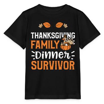Thanksgiving Family Dinner Survivor - Stanley/Stella Kinder T-Shirt MINI CREATOR  - Schwarz - Vorne - Mikhail (115cm)