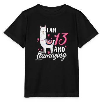 13. Geburtstag Lama 13 Jahre Teenager Geschenk - Stanley/Stella Kinder T-Shirt MINI CREATOR  - Schwarz - Vorne - Mikhail (115cm)