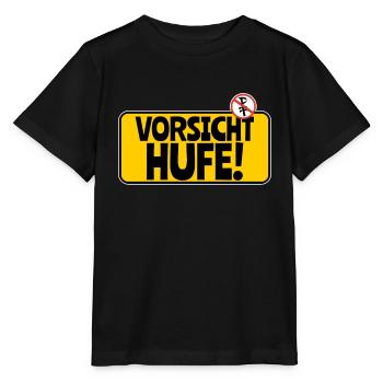 Achtung Pferde: Vorsicht Hufe - Stanley/Stella Kinder T-Shirt MINI CREATOR  - Schwarz - Vorne - Mikhail (115cm)
