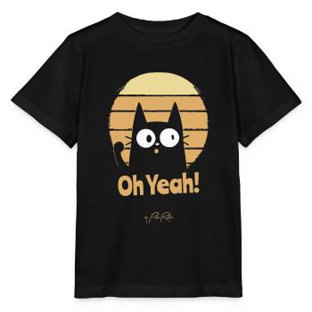 Uplifting retro cat, oh yes cat - Stanley/Stella MINI CREATOR Kids’ T-Shirt - black - Front - Mikhail (115cm)