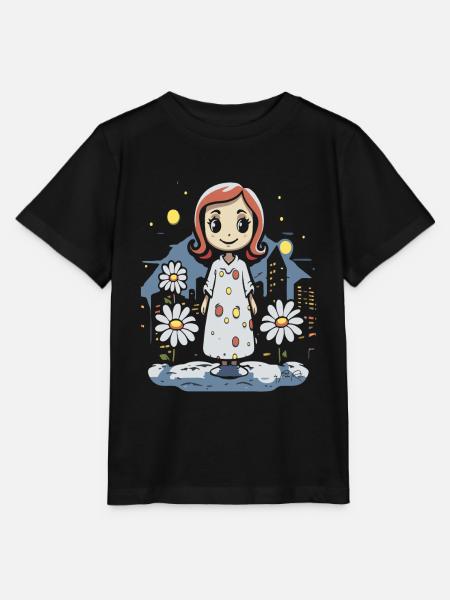 Cartoon Fröhliches Schlafwandeln und Gänseblümchen - Stanley/Stella Kinder T-Shirt MINI CREATOR  - Schwarz