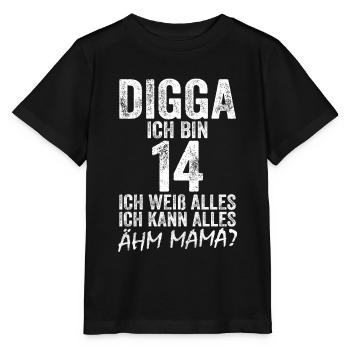 Digga ich bin 14 Ich Kann Alles 14. Geburtstag - Stanley/Stella Kinder T-Shirt MINI CREATOR  - Schwarz - Vorne - Mikhail (115cm)