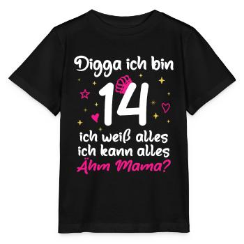 14. Geburtstag Mädchen Digga ich bin 14 - Stanley/Stella Kinder T-Shirt MINI CREATOR  - Schwarz - Vorne - Mikhail (115cm)