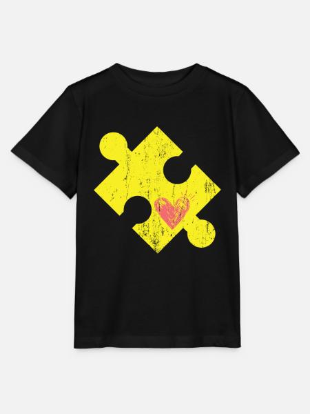 Puzzleteil mit Herz - Stanley/Stella Kinder T-Shirt MINI CREATOR  - Schwarz