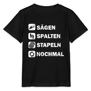 SÄGEN SPALTEN STAPELN NOCHMAL - Stanley/Stella Kinder T-Shirt MINI CREATOR  - Schwarz - Vorne - Mikhail (115cm)