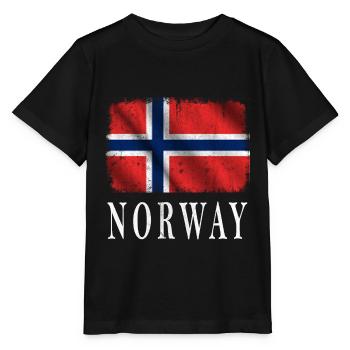 Drapeau de la Norvège, vintage de drapeau de la Norvège - T-shirt bio MINI CREATOR Stanley/Stella Enfant - noir - Devant - Mikhail (115cm)