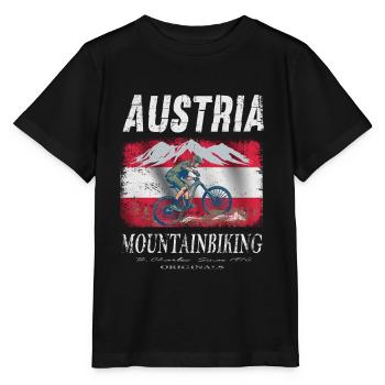 Austria Mountainbiking Radeln Urlaub Geschenk - Stanley/Stella Kinder T-Shirt MINI CREATOR  - Schwarz - Vorne - Mikhail (115cm)