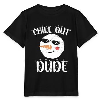 Chill Out Dude Père Noël Bonhomme de neige Vacances - T-shirt bio MINI CREATOR Stanley/Stella Enfant - noir - Devant - Mikhail (115cm)