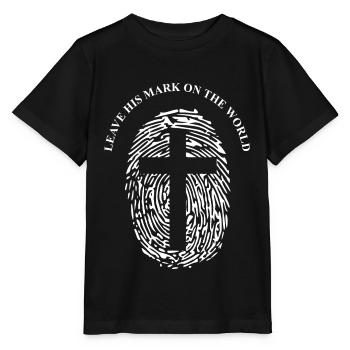 Jésus - Jésus Christ, Dieu, empreinte digitale, croix - T-shirt bio MINI CREATOR Stanley/Stella Enfant - noir - Devant - Mikhail (115cm)