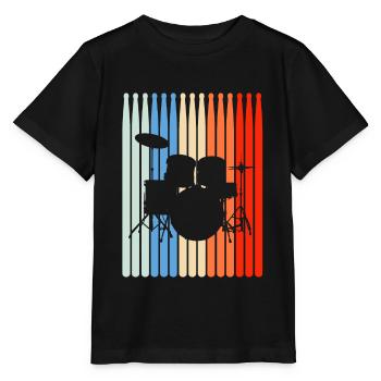 Drums Retro Drumset Drumsticks - Stanley/Stella MINI CREATOR Kids’ T-Shirt - black - Front - Mikhail (115cm)