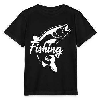 Pêche pêche pêche - T-shirt bio MINI CREATOR Stanley/Stella Enfant - noir - Devant - Mikhail (115cm)