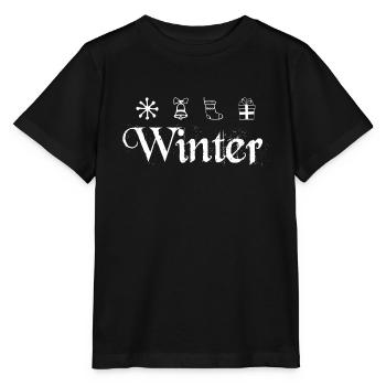Winter Symbols Ski Sledge and Snowboarder - Stanley/Stella MINI CREATOR Kids’ T-Shirt - black - Front - Mikhail (115cm)