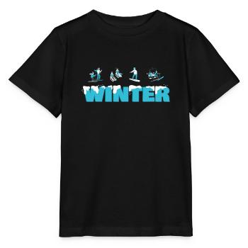Winter Family Ski Sledges and Snowboarders - Stanley/Stella MINI CREATOR Kids’ T-Shirt - black - Front - Mikhail (115cm)
