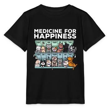 Mon médicament Pour le bonheur signifie chats - T-shirt bio MINI CREATOR Stanley/Stella Enfant - noir - Devant - Mikhail (115cm)