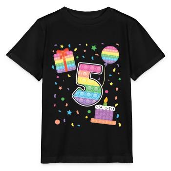 Pop It 5. Geburtstag Mädchen Jungen Fidget - Stanley/Stella Kinder T-Shirt MINI CREATOR  - Schwarz - Vorne - Mikhail (115cm)
