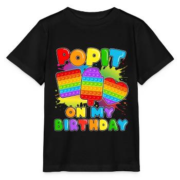 Pop it An Meinem Geburtstag Fidget Sensory Pop - Stanley/Stella Kinder T-Shirt MINI CREATOR  - Schwarz - Vorne - Mikhail (115cm)