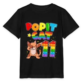 Pop it Cat Alles Gute Zum 11. Geburtstag Der Katze - Stanley/Stella Kinder T-Shirt MINI CREATOR  - Schwarz - Vorne - Mikhail (115cm)