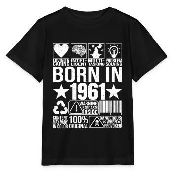 Né en 1961 Content Warning Label Barcode - T-shirt bio MINI CREATOR Stanley/Stella Enfant - noir - Devant - Mikhail (115cm)