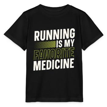 La course à pied est mon médicament préféré - T-shirt bio MINI CREATOR Stanley/Stella Enfant - noir - Devant - Mikhail (115cm)