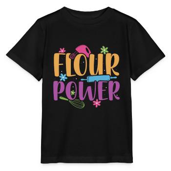 Mehl Power | Bäcker Shirt | Backen Tshirt | - Stanley/Stella Kinder T-Shirt MINI CREATOR  - Schwarz - Vorne - Mikhail (115cm)