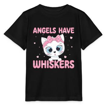 Engel Haben Schnurrhaare | Niedliche Katze Shirt - Stanley/Stella Kinder T-Shirt MINI CREATOR  - Schwarz - Vorne - Mikhail (115cm)