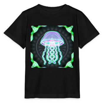 Psychedelic Jellyfish 1 - Stanley/Stella Kinder T-Shirt MINI CREATOR  - Schwarz - Vorne - Mikhail (115cm)