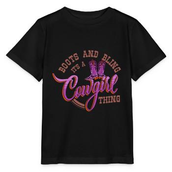 Cowboy, cowboy cowboy stuff, riding, - Stanley/Stella MINI CREATOR Kids’ T-Shirt - black - Front - Mikhail (115cm)