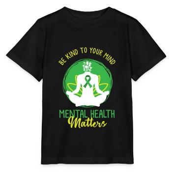 Santé mentale, santé mentale Vert - T-shirt bio MINI CREATOR Stanley/Stella Enfant - noir - Devant - Mikhail (115cm)