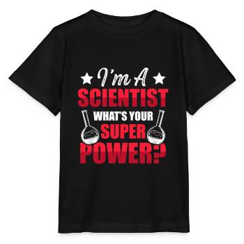 superpower science - Stanley/Stella MINI CREATOR Kids’ T-Shirt - black - Front - Mikhail (115cm)