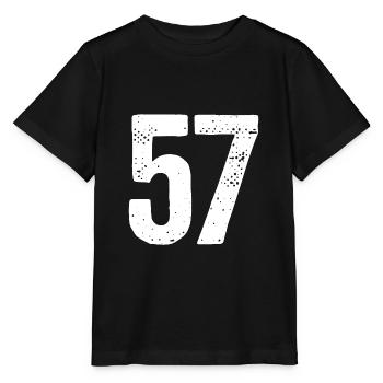 57 Zahlen Weiß - Stanley/Stella Kinder T-Shirt MINI CREATOR  - Schwarz - Vorne - Mikhail (115cm)