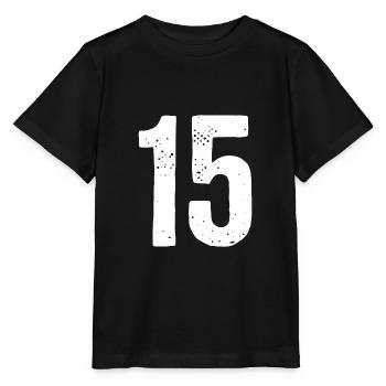 15 Zahlen Weiß - Stanley/Stella Kinder T-Shirt MINI CREATOR  - Schwarz - Vorne - Mikhail (115cm)