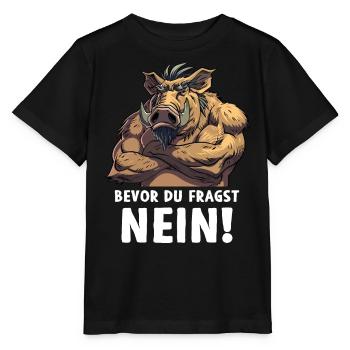 Sanglier avant de demander Forêt sauvage - T-shirt bio MINI CREATOR Stanley/Stella Enfant - noir - Devant - Mikhail (115cm)