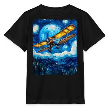 Luftfahrtpilot Vintage Flugzeug - Stanley/Stella Kinder T-Shirt MINI CREATOR  - Schwarz - Vorne - Mikhail (115cm)