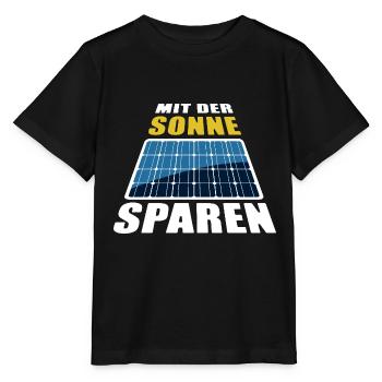 Mit der Sonne sparen - Photovoltaik - Stanley/Stella Kinder T-Shirt MINI CREATOR  - Schwarz - Vorne - Mikhail (115cm)