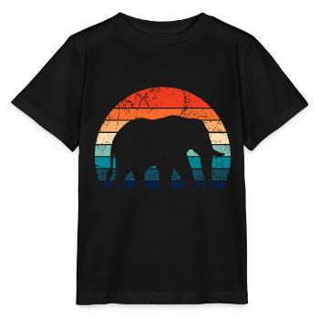 Elephant - big game, tusk, ivory sunset - Stanley/Stella MINI CREATOR Kids’ T-Shirt - black - Front - Mikhail (115cm)
