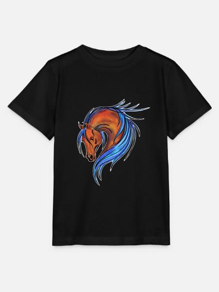 steigendes Pferd Horse - Stanley/Stella Kinder T-Shirt MINI CREATOR - Schwarz