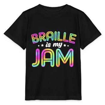 Braille Blindenschrift Blind - Stanley/Stella MINI CREATOR Kids’ T-Shirt - black - Front - Mikhail (115cm)