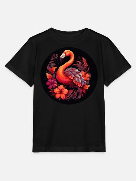 Flamingo in Herbstblättern - Stanley/Stella Kinder T-Shirt MINI CREATOR - Schwarz