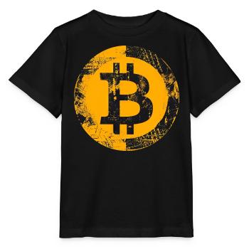 Bitcoin Grunge Or Numérique - T-shirt bio MINI CREATOR Stanley/Stella Enfant - noir - Devant - Mikhail (115cm)