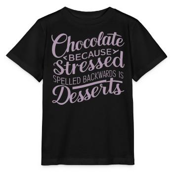 Desserts au chocolat Stress Citation de dessert drôle - T-shirt bio MINI CREATOR Stanley/Stella Enfant - noir - Devant - Mikhail (115cm)