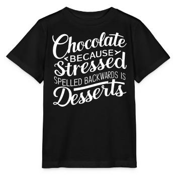 Chocolate Desserts Stress Funny Dessert Quote - Stanley/Stella MINI CREATOR Kids’ T-Shirt - black - Front - Mikhail (115cm)