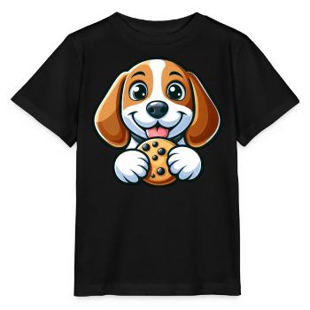 Cute Beagle Dog Sweet Cookies Dessert - Stanley/Stella MINI CREATOR Kids’ T-Shirt - black - Front - Mikhail (115cm)