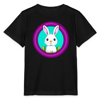 Hase Weiss lila Osterhase - Stanley/Stella Kinder T-Shirt MINI CREATOR  - Schwarz - Vorne - Mikhail (115cm)