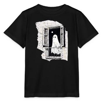 Fantôme effrayant dans la fenêtre vintage, Boo, Halloween - T-shirt bio MINI CREATOR Stanley/Stella Enfant - noir - Devant - Mikhail (115cm)